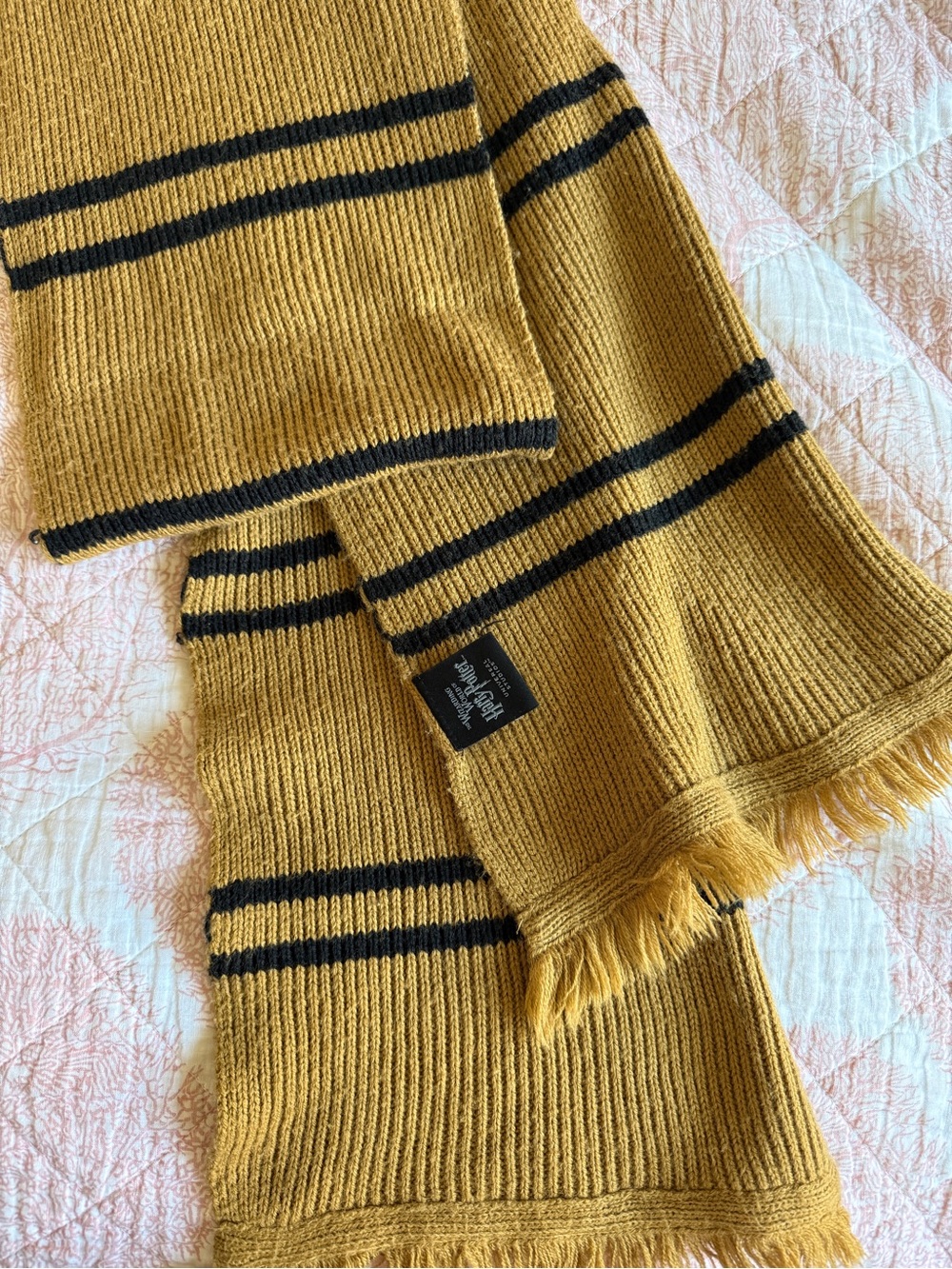 Official Harry Potter Hufflepuff Gold & Black Striped Knit Scarf